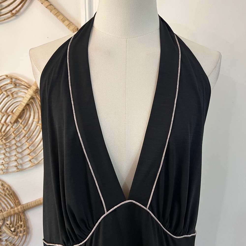 Baby Phat Black Halter Open Back Midi Dress Rhinestone Cat Y2K Plus Size 2X - Picture 5 of 9